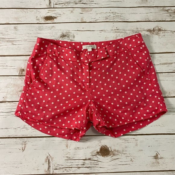 J. Crew Pants - J. Crew Pink & White Polka Dot Knit Shorts